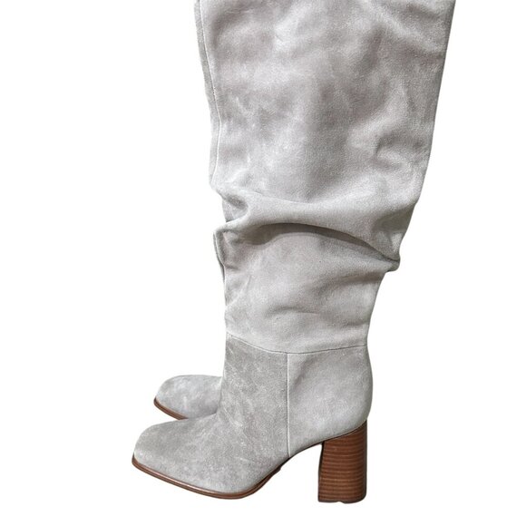 Nine West Women's Domaey Boots light Grey Slouch Suede block Heeled Boots Sz 8 - Picture 9 of 9